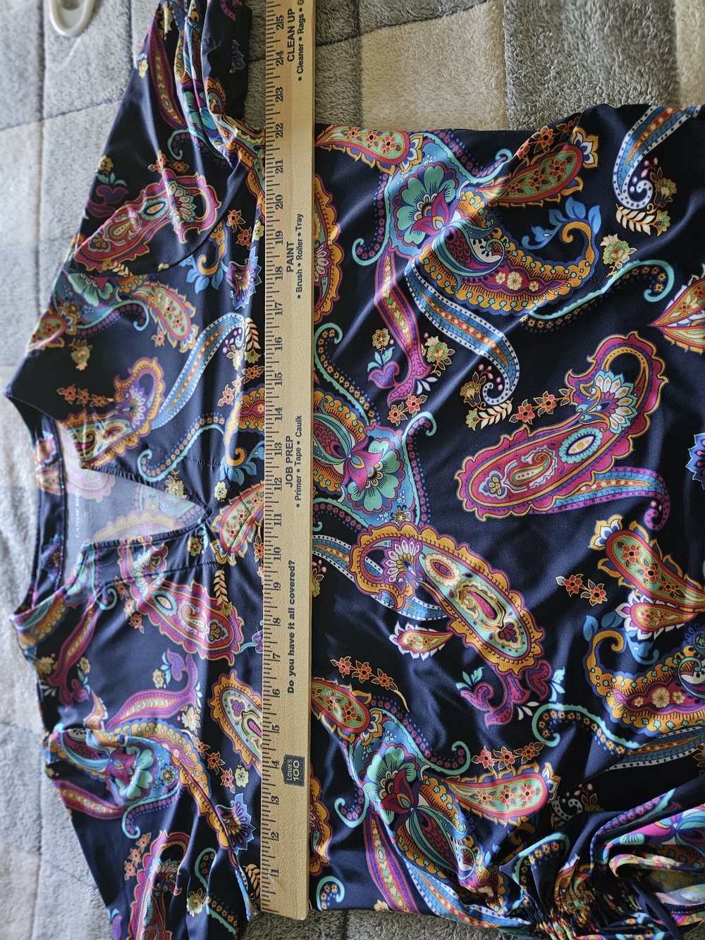 Lands' End Navy Multicolor Paisley 3/4 Sleeve V-Notch Top - Picture 7 of 7